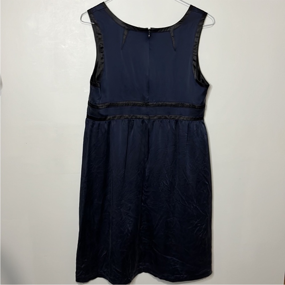 Proenza Schouler for Target 100%silk Navy/black trim  Sleeveless dress Size 13 - Picture 10 of 11